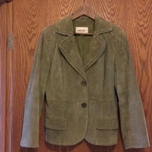 Green leather blazer